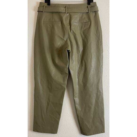 Paige Women's Maria 10 Pant Vegan Leather Belt Button Fly in Dark Brushed - Picture 10 of 16